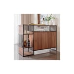 Armoire de cuisine commode buffet table de bar table à manger design industriel, 1389340cm, marron - RWCommode - Noir + Marron
