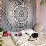 Tapestry Mandala Queen Black & White Ombre Indian Wall Hanging H 150*130cm