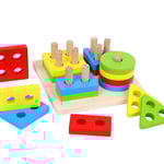 Pedagogiska färgglada trä geometriska sorteringsbräda Montessori barn pedagogiska leksaker Stack Building