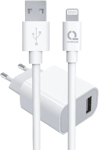Mobique USB-A strömadapter + laddkabel USB-A till Lightning 1m vit