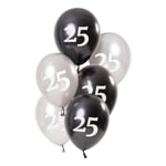 Ballonger Hvit/Svart 25 År - 6-pakning
