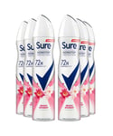 Sure Womens Women Antiperspirant 72H Nonstop Protection Bright Bouquet Deodorant 250ml, 6 Pack - NA - One Size