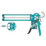 Total Tools - Pistolets à calfeutrer | Pistolet Appliqueur de Silicone, Longueur de 230 mm, Fonction de Poussée par Rotation, Poignée Ergonomique en Aluminium, Acier | Résistant à la Corrosion