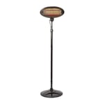 Ex-Pro 2KW Outdoor Freestanding Quartz Electric Garden Patio Heater, 2000W, IP34 Rated, with 3 Power Settings, Adjustable Heat Angle and Height Adjustable Stand