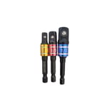 3PC Impact Driver fargkodade sockeladaptrar