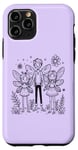 Coque pour iPhone 11 Pro Purple Magical Fairy Family Adventure en noir et blanc