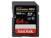 Sandisk Memorycard Secure Digital 64GB Extreme Pro SDXC UHS-II U3 C10 300MB/s