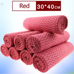 Multi-purpose Dishcloth Cleaning Towel Cloth Absorbent Towels Red 30cm*40cm