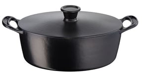Cocotte fonte d'acier Tefal Jamie Oliver Premium E2125455 30 x 22 cm avec couvercle Noir