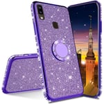 MRSTER Xiaomi Redmi Note 9S Case Glitter Bling Bling TPU Case With 360 Rotating Ring Stand, Shock-Absorption Protective Shell Skin Cases Covers for Xiaomi Redmi Note 9 Pro. GS Purple