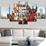 TOPRUN Canvas Grand Theft Auto V Character 5 pieces Modern wall art for living room Prints Image Framed Artwork Painting Picture Photos Home decoration