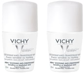 Vichy Deodorant Roll-On 48h Soothing Antiperspirant For Sensitive Skin 2 x 50ml
