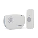 LLOYTRON MIP System 3rd Gen Doorbell Kits with Battery Operated Chime Receiver and Bell Push - Ding Dong Melody – Portable with 175m Wireless Range True Sound – Easy Set-up B7030WH – White