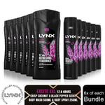 Lynx 12H Refreshing Shower Gel 500ml & 48H Fresh Body Spray 250ml, 6 Pk Each