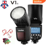 UK Godox New V1C TTL 1/8000s HSS 2600mAh Round Head Speedlite Flash for Canon