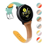 22mm Huawei Watch GT / Samsung Galaxy Watch (46mm) tri-color genuine leather watch band - Green / Coffee / Apricot