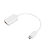 USB till Micro USB Kabel - Inbyggd OTG Adapter - Vit