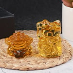 Chinese Yellow Crystal Feng Shui Lucky Cat Fortune Frog Gift Hom