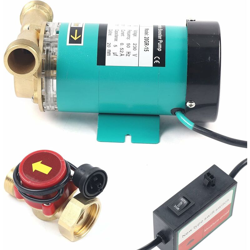 Pompe Booster Pression Samger – 110V, 90W, 243 GPH, 15 PSI, Acier Inox + Plastique