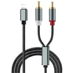 Lightning till RCA-kabel, ljud-aux-adapter, stereo Y-splitteradapter för utvalda iPhone, iPad för ström