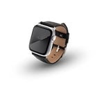 JT Berlin Charlie Bracelet en cuir pour Apple Watch 49 mm/45 mm/44 mm/42 mm [Watch Ultra, Watch SE, Series 8/7, 6/5, 4/3, 2/1, fermoir en acier inoxydable] Noir/argenté
