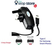 UK Mains TYPE-C 2Amp Charger for Samsung Galaxy A50 A51 A70 A71 A80 A90 5G S20FE