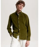 Tommy Hilfiger Flex Solid Mens Corduroy Shirt - Green - Size Medium