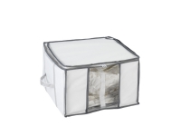 WENKO Soft Box S, Mjuk förvaringsväska för kläder, Transparent, Vit, Polyeten, Polypropylen (PP), Dragkedja, 40 cm, 25 cm