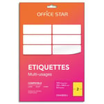 Office Star Boîte de 100 étiquettes adhésives multiusage format A5 210x148mm Star, planche A4, coloris jaune