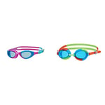 Zoggs Super Seal Kids Swimming Goggles, Goggles kids 6-14 years, Pink/Pink/Blue & Baby Little Flipper Swimming Goggles, Blue/Green/Orange, 0-6 Years