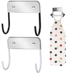 kuou Ironing Board Hanger,2Pcs Stainless Steel Wall Mount Ironing Board Holder Perfect Wall Mounting Iron Storage Solution（Black and White）