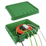 DRiBOX boîte de connexion électrique extérieure étanche IP55 - Boîtier pour cordon d'alimentation pour lumières de Noël, minuteries, rallonges, câbles, bobines (Vert, Grande)