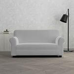 MB HOME BASIC Housse de canapé élastique Dahlia, Gris Clair, 2 places