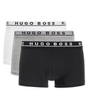 BOSS Men's 3-Pack Stretch Cotton Regular Fit Trunks, White/Gray/Black, L