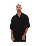 Moschino Mens Couture Jacquard Bowling Shirt in Black Viscose - Size Medium