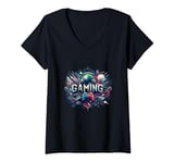 Womens Gamer gaming console level nerd V-Neck T-Shirt