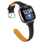 TenCloud Straps Compatible with Fitbit Versa 3 Strap, Replacement Slim Leather Wrist Band Bracelet for Fitbit Sense/Versa 3 Smartwatch (Black)