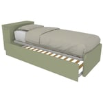 964RK - Lit simple 80x190 avec meuble de rangement en tête de lit et deuxième lit gigogne - Salvia - Salvia
