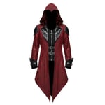 Devil Fashion Mens Gothic Hooded Jacket Fitted Jacket Coat Black Assassins Creed， Unisex Trench coat medieval halloween retro costume， Perfect Attire For Goths And Steampunks