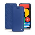 Housse cuir Google Pixel 5 - Rabat horizontal - Bleu - Cuir lisse - Neuf