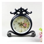 Yxxc -Horloge de Table Horloge de Table de Style Rural Horloge de Table de Chevet en métal/Horloge à Pendule en Fer Assis Noir Maison extérieure (Couleur