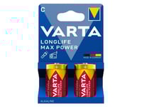 C-Batteri R14 Varta Varta Longlife Max Power C Blister 2 Alkali-Mangan 1.5 V 7800 Mah 2 Stk