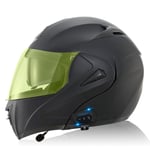 Bluetooth Casques Moto intégrés,Anti-Glare Full Face Modulable Double visières modulaire vélo Casques Motorcross Intercom Casque ECE Homologué P,XL