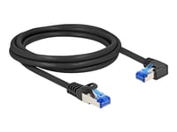 Delock - Nätverkskabel - Rj-45 (Hane) Rak Till Rj-45 (Hane) Högervinklad - 2 M - 6 Mm - S/Ftp - Cat 6A - Halogenfri, Hakfri - Svart
