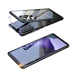 Case for Samsung Galaxy Note 20 5G 360°Metal bumper + Front and Back Transparent Tempered Glass Shockproof Magnetic Flip Cover,Integrated Screen Protector Camera Lens Protective,Black