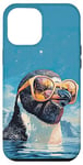 iPhone 14 Plus Cool Penguin with Sunglasses in Ice Water Case