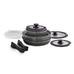 Tower T900140 Freedom Detachable Handles Cookware Set with Cerastone Coating, Stackable Design, 13pc, Graphite