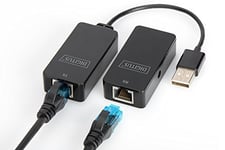DIGITUS USB Extender - Portée 50 m - USB 2.0 - Câble réseau UTP, STP & S-FTP de Cat-5 - Plug & Play - Noir