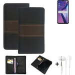 Wallet Case + headphones for Oppo A12 Protective Cover Brown