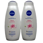 Nivea Rose & Almond Oil Caring Shower Cream  2 x 750 ml Large Bottles
